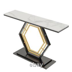 1.2m Large Slim Marble Console Table Entrance Table Double Base Stand View Table