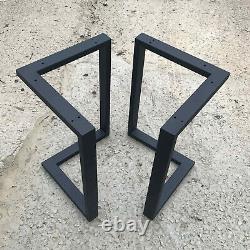 2pcs Coffee Table Leg Black Base Side Legs Metal Set of 2 L shape Table Legs