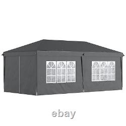 3 x 6 m Pop Up Gazebo with Sides and Windows for Garden Camping Event Black