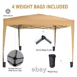 3X3M Pop Up Gazebo 4 Sides Garden Awning Canopy Party Tent Marquee Outdoor Beige