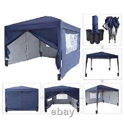 3X3M Pop Up Gazebo 4 Sides Garden Awning Canopy Party Tent Marquee Outdoor Blue