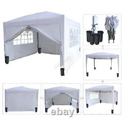 3X3M Pop Up Gazebo 4 Sides Garden Awning Canopy Party Tent Marquee Outdoor White
