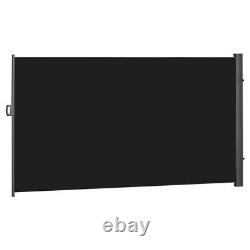 3x2M Retractable Side Awning Screen Fence Patio Privacy Divider Black