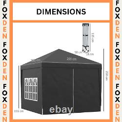 3x3 m Pop Up Garden Gazebo with Sides Party Tent Canopy Marquee Hot Tub Roof Bag