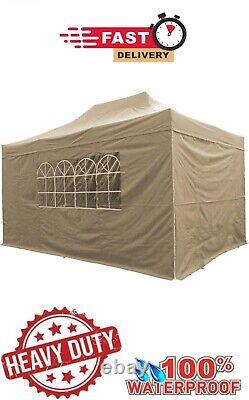 3x4.5m HEAVY DUTY POP UP GAZEBO MARKET STALL MARQUEE With Side Walls&Door Grey