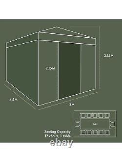 3x4.5m HEAVY DUTY POP UP GAZEBO MARKET STALL MARQUEE With Side Walls&Door Grey