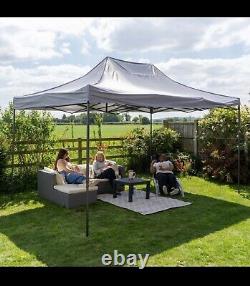 3x4.5m HEAVY DUTY POP UP GAZEBO MARKET STALL MARQUEE With Side Walls&Door Grey