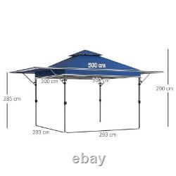 5x3M Heavy Duty Gazebo Marquee Pop-up Waterproof Garden Party Tent withSides Blue