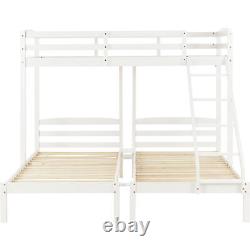 90x200 Table Triple Sleepers Solid Pine Wood Bunk Bed Kids Bed Frame 3FT White
