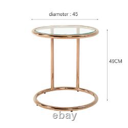 Art Deco 8mm Glass Top Round Side End Coffee Table With Metal Legs Easy to Clean