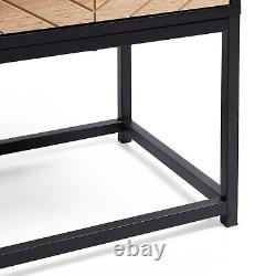 Chevron Side Tables Set of 2 Bedside Nightstands Black & Wood Effect VonHaus