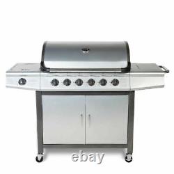 CosmoGrill 6+1 Deluxe Gas Silver Barbecue Grill incl Side Burner (sealed return)