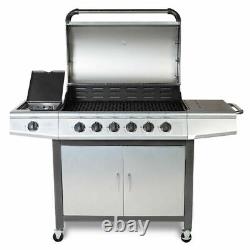 CosmoGrill 6+1 Deluxe Gas Silver Barbecue Grill incl Side Burner (sealed return)