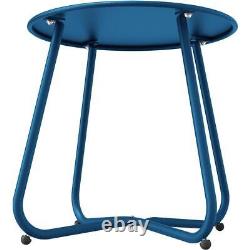Cubilan Outdoor Side Tables 18X17.75X17.75 Blue Oval Steel WithPowder Coated Top
