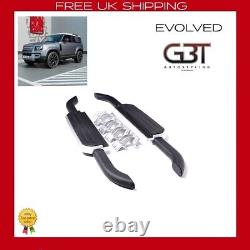 DEFENDER 90 L663 2020+ SIDE STEPS RUNNING BOARDs FOR LAND ROVER BLACK & SILVER