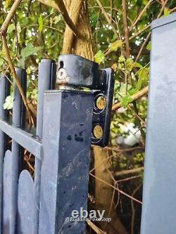 Double Driveway Gates Powder Coated Aluminium Blue With 2 Additional Side Gates