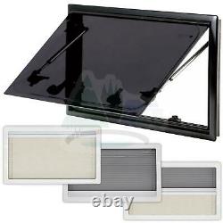 FLAT FLUSH CARAVAN WINDOW 900mm x 450mm PRIVACY BLIND & FLY BUG SCREEN LARGE