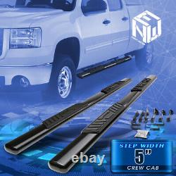 For 99-14 Silverado Crew Cab 5 Coated Oval Tube Side Step Bar Running Boards