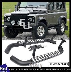 For Land Rover Defender 90 L316 Side Step Running Boards Fire And Ice Style 03+