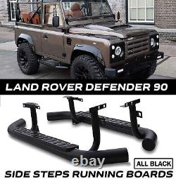 For Land Rover Defender 90 Side Steps Running Boards All Black Fire & Ice Style