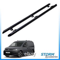 For Vw Caddy Swb 2021 Onward Angular 60mm Side Styling Bars Steps In Black Pair