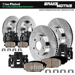 Front + Rear Black Brake Calipers And Rotors + Ceramic Pads For 2004 Ford F-150