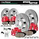 Front + Rear Red Brake Calipers And Rotors + Ceramic Pads For 2009 2017 Maxima