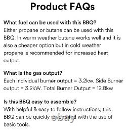Gas BBQ Grill 4 Burner with Side Burner Outdoor Portable Garden Medium Barbecue