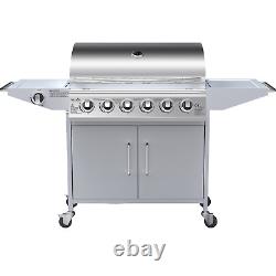 Gas BBQ Grill 6 Burner & Side Burner Large Outdoor Stainless Steel Barbecue