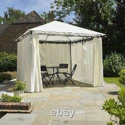 Gazebo 2.7m With Side Curtains Tent Marquee UV Resistant Shelter Cream