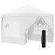 Gazebo Pop Up Canopy Marquee with Sides White Powder Coated Steel 295L x 295W