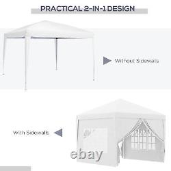 Gazebo Pop Up Canopy Marquee with Sides White Powder Coated Steel 295L x 295W