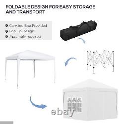 Gazebo Pop Up Canopy Marquee with Sides White Powder Coated Steel 295L x 295W