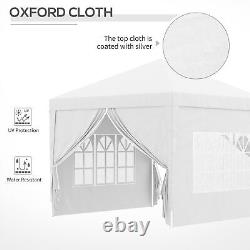 Gazebo Pop Up Canopy Marquee with Sides White Powder Coated Steel 295L x 295W