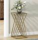 Golden Metal Sofa Side Table with Glass Top Bedside End Telephone Coffee Table