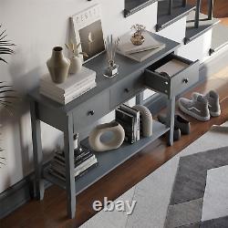 Grey 3 Drawer Console Table Shelf Hallway Side End Dressing Table Desk Furniture