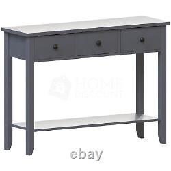 Grey 3 Drawer Console Table Shelf Hallway Side End Dressing Table Desk Furniture
