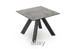 Grey Glass Top Lamp / End Table W60cm x D60cm x H48.5cm FLAIR
