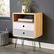 Home Source Genoa Bedside or Side Table Retro Wooden Bedroom Nightstand Cabinet