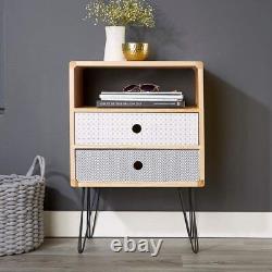 Home Source Genoa Bedside or Side Table Retro Wooden Bedroom Nightstand Cabinet