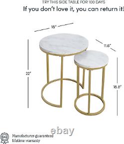 Lula Nesting round Side Set of 2, Accent End Table for Living Room with Wood or