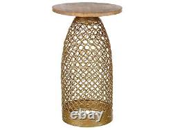 Mango Wood Side Table Light and Gold WAIHI