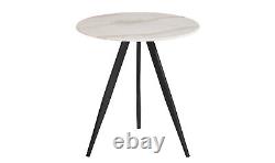 Marble Printed Glass Top & Charcoal Lamp Table W50cm x D50cm x H53cm CLAIR