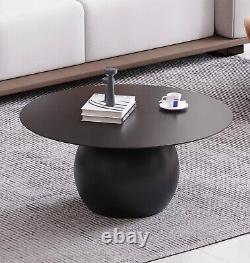 Metal Coffee Table, Modern Round Table, Black Side Table in Retro Barrel Style