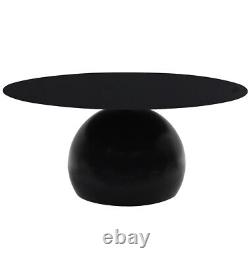 Metal Coffee Table, Modern Round Table, Black Side Table in Retro Barrel Style