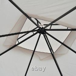 Metal Garden Gazebo With Net Sides 3m x 3m Double Tier Sun Shade Shelter Beige