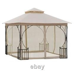 Metal Gazebo With Sides Beige 3m x 3m Waterproof Gazebo