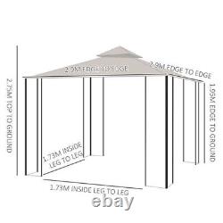 Metal Gazebo With Sides Beige 3m x 3m Waterproof Gazebo