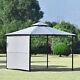 Metal Patio Gazebo Wide Covered Area with A Side Panel Powder-Coated Steel R