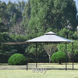 Metal Patio Gazebo Wide Covered Area with A Side Panel Powder-Coated Steel R